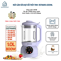 Máy Làm Sữa Hạt, Máy Nấu Sữa Hạt Cối Thủy Tinh OSTMARS Hàng Chính Hãng MINIIN 1100ml - 8 Chức Năng Xay Nấu Tiện Lợi - TẶNG KEM 2 CHAI THỦY TINH ĐỰNG SỮA HẠT