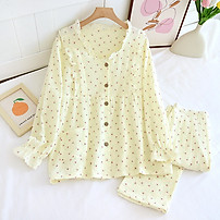 Đồ Bộ Bầu Và Sau Sinh AZ223 Có Khe Mở Cho Con Bú Chất Liệu Muslin Nhẹ Mát Mặc Xuân Hè Và Thu Đông