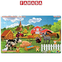 Tranh Xếp Hình A3 100 Mảnh Ghép - Farm Animals - Minh Châu 100-024