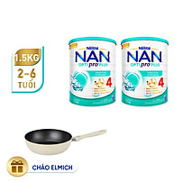 Bộ 2 lon Sữa bột NAN OPTIPRO PLUS 4 Nestle Bé 2-6 tuổi 1500g/lon Giúp tiêu hóa tốt