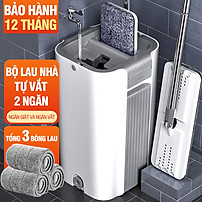 Bộ cây lau nhà Kitimop-C6 Plus có thùng lau nhà tự vắt thông minh, chổi lau nhà 360 độ lau sàn làm sạch, 3 bông lau
