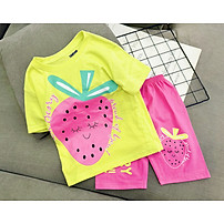 Đồ bộ bé gái, Bộ cộc tay cho bé gái hình kuromi gấu dâu melody từ 8-35kg chất cotton mềm mịn mát