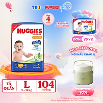 Tã quần Huggies Skin Care Mega Jumbo L100+4 miếng với tràm trà dịu da