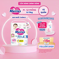 Tã/bỉm quần Merries size M - 52 miếng (dành cho bé từ 6 - 11kg)