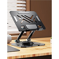 Kệ đỡ giá đỡ đế tản nhiệt cho laptop máy tính bảng hợp kim nhôm gấp gọn xoay 360 độ nhiều nấc độ cao K31- Hàng chính hãng