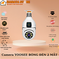 Camera Yoosee BÓNG ĐÈN 2 MẮT (1 CỐ ĐỊNH, 1 XOAY) thế hệ mới 5.0MP - xoay 360 độ, xem đêm có màu - Hàng nhập khẩu