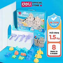 Bộ Đồ Chơi Deli Cát Động Lực Tạo Hình Kèm Khuôn 1.5kg 2kg - Cát Dẻo Vi Sinh Dễ Tạo Hình, An Toàn, Không Dính Tay