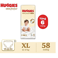 Tã quần Huggies Skin Perfect XL Super Jumbo 52+6 miếng với 2 vùng thấm giảm kích ứng da - Mẫu ngẫu nhiên