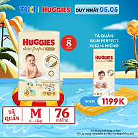 Tã quần Huggies Skin Perfect Super Jumbo M70+6 với 2 vùng thấm giảm kích ứng da