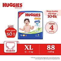 Tã/bỉm quần Huggies Skin Care Mega Jumbo XL84+4 miếng với tràm trà dịu da