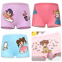 Bộ 4 quần chip đùi cho bé gái, vải cotton, 4 quần hình ảnh bé gái, công chúa khác nhau.
