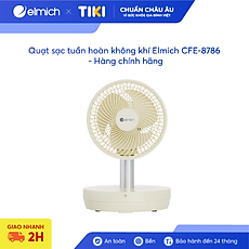 Quạt sạc tuần hoàn không khí Elmich CFE-8786, dung lượng pin lớn, hoạt động liên tục tới 10h, tạo nên luồng gió mạnh,  di chuyển linh hoạt 90° theo chiều ngang tạo luồng gió đa chiều, làm mát nhanh, dễ chịu - Hàng chính hãng