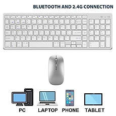 Bộ Bàn phím chuột không dây K835 - pin sạc - đa kết nối bluetooth 5.0 + 3.0 + Usb wireless 2.4g hàng nhập khẩu