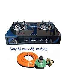 Bếp Gas Đôi Mặt Kính Sen Đồng WINDO 719GL-A Cao cấp  Tặng Bộ Van Dây - Hàng Chính Hãng