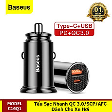 Tẩu Sạc Mini Xe Hơi C16Q1 Công Suất 30W Sạc Nhanh QC 3.0 - Hàng Chính Hãng Baseus