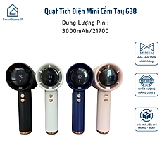 Quạt Tích Điện Mini Cầm Tay 638 – Màn Hình LED, 100 Tốc Độ Gió, Pin 4000mAh Siêu Mát - HÀNG CHÍNH HÃNG MINIIN