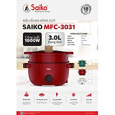 Nồi lẩu điện đa năng 3 lít Saiko MFC-3031 hàng chính hãng
