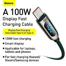 Cáp sạc nhanh C to C màn hình LED PD 100W Baseus Display Series CATSK-C01- Hàng chính hãng.