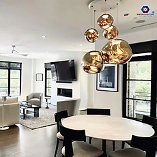 Đèn thả pha lê thuỷ tinh trang trí trần phòng khách cầu méo decor bàn ăn phong cách hiện đại CAUMEO