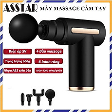 Súng Massage Cầm Tay, Máy Massage Cầm Tay, Với 4 Đầu Massage Giúp Giảm Đau Mỏi Vai Gáy Và Toàn Thân - Hàng Nhập Khẩu
