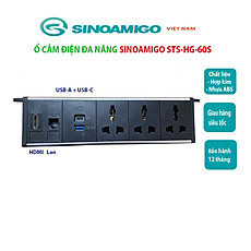 Ổ điện kẹp bàn Sinoamigo STS-HG60S-5, Tích hợp 3 cắm đa năng, 2 cổng sạc USB, 1 HDMI, 1 Lan. Hàng nhập khẩu chính hãng