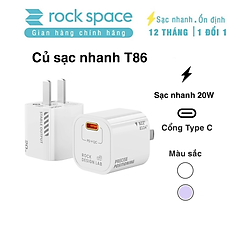 Củ sạc nhanh ip chuẩn PD 20W Rockspace T86 ổn định không nóng hàng chính hãng bảo hành 12 tháng bảo hành 1 đổi 1