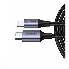 Ugreen 60762 3m cáp usb type c ra đầu dành cho iphone bọc nhôm chống nhiễu màu đen US304 - Hàng chính hãng
