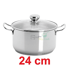 Nồi Inox 430 Bếp Từ 3 Đáy Nắp Kính Fivestar Tặng 5 Muỗng Ăn (24cm)
