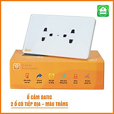 Ổ Cắm Datic 2 Ổ Có Tiếp Địa  Màu Trắng