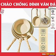 Chảo Chống Dính Bếp Từ Vân Đá Kiểu Nhật 22cm, Chảo Chống Dính Đáy Từ Ceramic Cán Gỗ, Chảo Nhật