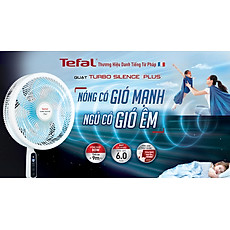 Quạt đứng có điều khiển từ xa Tefal Turbo Silence Plus VH689990 màu trắng cánh xanh - Hàng chính hãng