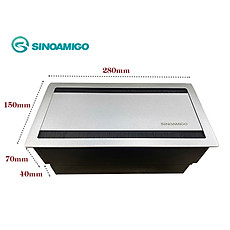 Hộp ổ cắm âm bàn họp đa năng nắp mở quay hai chiều  Sinoamigo STS-7S/4F – Hàng nhập khẩu chính hãng
