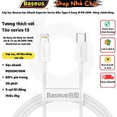 Cáp Sạc Baseus Sạc Nhanh Superior Series Đầu Type-C Sang iP PD 20W- Hàng chính hãng.