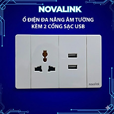 Ổ điện âm tường đa năng có 2 cổng USB sạc nhanh, tải 15A cho nhà ở và văn phòng – Hàng chính hãng