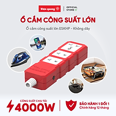 Ổ cắm Công suất lớn Điện Quang ĐQ ESKHP 3RW (3 lỗ, màu đỏ trắng, không dây)