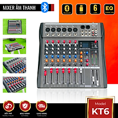 Mixer MTMAX KT6 Cao Cấp Với 6 Đường Line Chuyên Nâng Cấp Loa Kéo, Dàn Karaoke, Sân Khấu, Hội Nghị, Bữa Tiệc Tặng Dây Canon Ra Hoa Sen, Hàng Chính Hãng