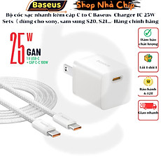 Bộ cốc sạc nhanh kèm cáp C to C Baseus Super Si Quick Charger 1C 25W Sets（PD/ QC3.0 Quick charger, With Cable) dùng cho sam sung S20, S21- Hàng chính hãng