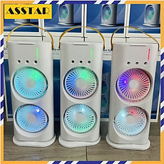 Quạt Hơi Nước, Quạt Phun Sương Mini, Quạt Để Bàn 2 Tầng Có Đèn Led Tiện Lợi, Màu Ngẫu Nhiên - Hàng Chính Hãng
