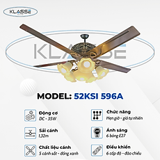 Quạt trần chùm đèn Klasse 52KSI 596A Hàng chính hãng