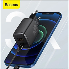 Cóc sạc  Baseus Compact Quick  nhỏ gọn 20W (USB + Type C Dual Port, 20W PD/QC 3.0 Multi Quick Charge Support) cho iPhone 12/iP11/XS Max, Android .. - Hàng chính hãng