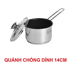 Quánh chống dính 3 đáy inox 430 cao cấp Fivestar Standard nắp kính bếp từ (12cm/14cm) , tặng 5 muỗng ăn