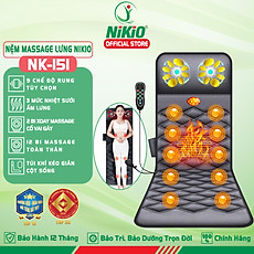 Nệm (Đệm) Massage Toàn Thân Nikio NK-151 - Con Lăn Xoa Bóp Cổ Vai Gáy, 10 Động Cơ Matxa Rung Toàn Thân, Kết Hợp Nhiệt Sưởi Và Túi Khí Nâng Đỡ Cột Sống, Hỗ Trợ Điều Trị Đau Nhức Lưng