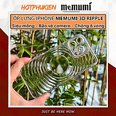 Ốp lưng trong suốt 3D bảo vệ camera cho iPhone 16 Pro Max / 15 Pro Max / 14 Pro Max / 13 Pro Max hiệu Memumi Ripple Clear - Siêu Mỏng 0.3mm, Chắc Chắn, chống ố vàng - Hàng nhập khẩu