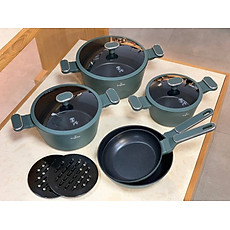 Bộ nồi Berlinger Haus BH/8207 10pcs Cookware Set 5 món – 10 chi tiết màu xanh rêu – Matte Green Collection Hàng chính hãng