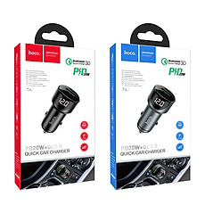 Tẩu sạc nhanh xe hơi ô tô hoco Z42, 2 cổng U+C hỗ trợ sạc nhanh PD20W QC3.0 - Hàng chính hãng