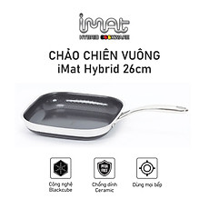 Chảo vuông đa năng 26cm hai tay cầm iMat Hybrid chống dính Ceramic đen