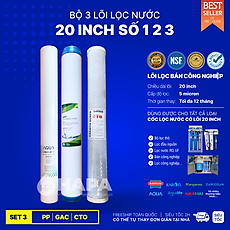 Bộ 3 Lõi Lọc Nước 20 inch Số 123 PP OCB GAC UDF CTO Bán Công Nghiệp Karofi Kangaroo Aqua Mutosi