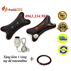 Gối đá nhiệt nóng tourmaline Fanocare kết hợp 2 viên đá từ tính giúp giảm mỏi vai gáy (Loại nhỏ) (Tặng kèm 1 vòng tay đá tourmaline)