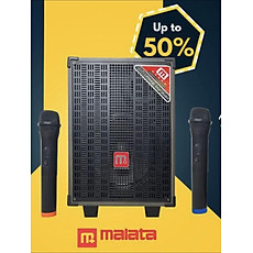 Loa kéo Malata M9088 - Loa kéo di động bass 2 tấc - Tặng kèm 2 micro không dây - Công suất lên đến 200W - Đầy đủ kết nối Bluetooth, AUX, USB, TF card - Cổng 6.5 cắm micro ngoài - Âm thanh cực hay - Hàng chính hãng