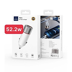 Bộ Sạc Điện Thoại Trên Ô Tô WiWU Mars PD Hỗ Trợ Sạc Nhanh, Màu Trắng - Hàng Chính Hãng